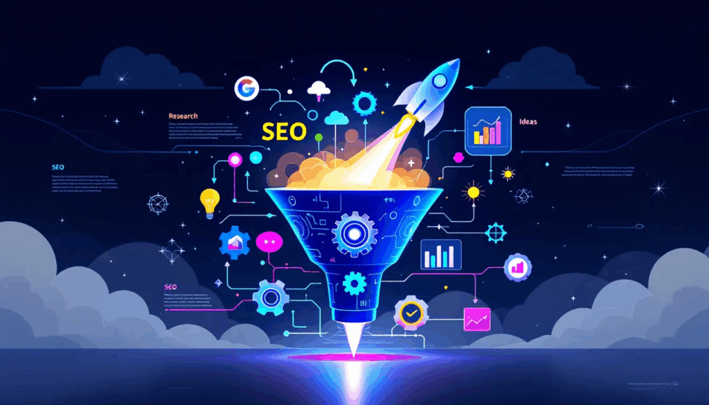 A graphic representation of the benefits of implementing an SEO funnel in digital marketing.